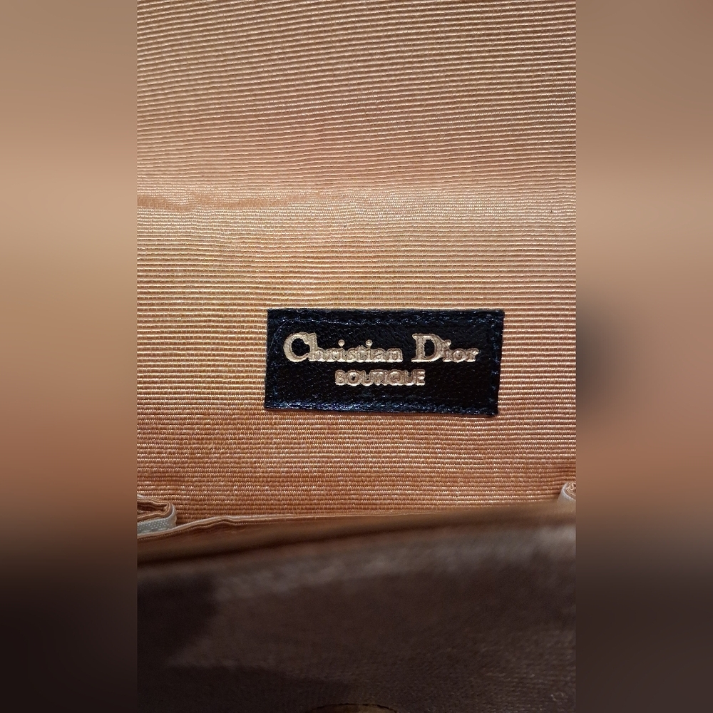 EUC RARE Vintage 70s Christian Dior Boutique Tan Linen & Silk Envelope Purse Bag - Picture 12 of 12